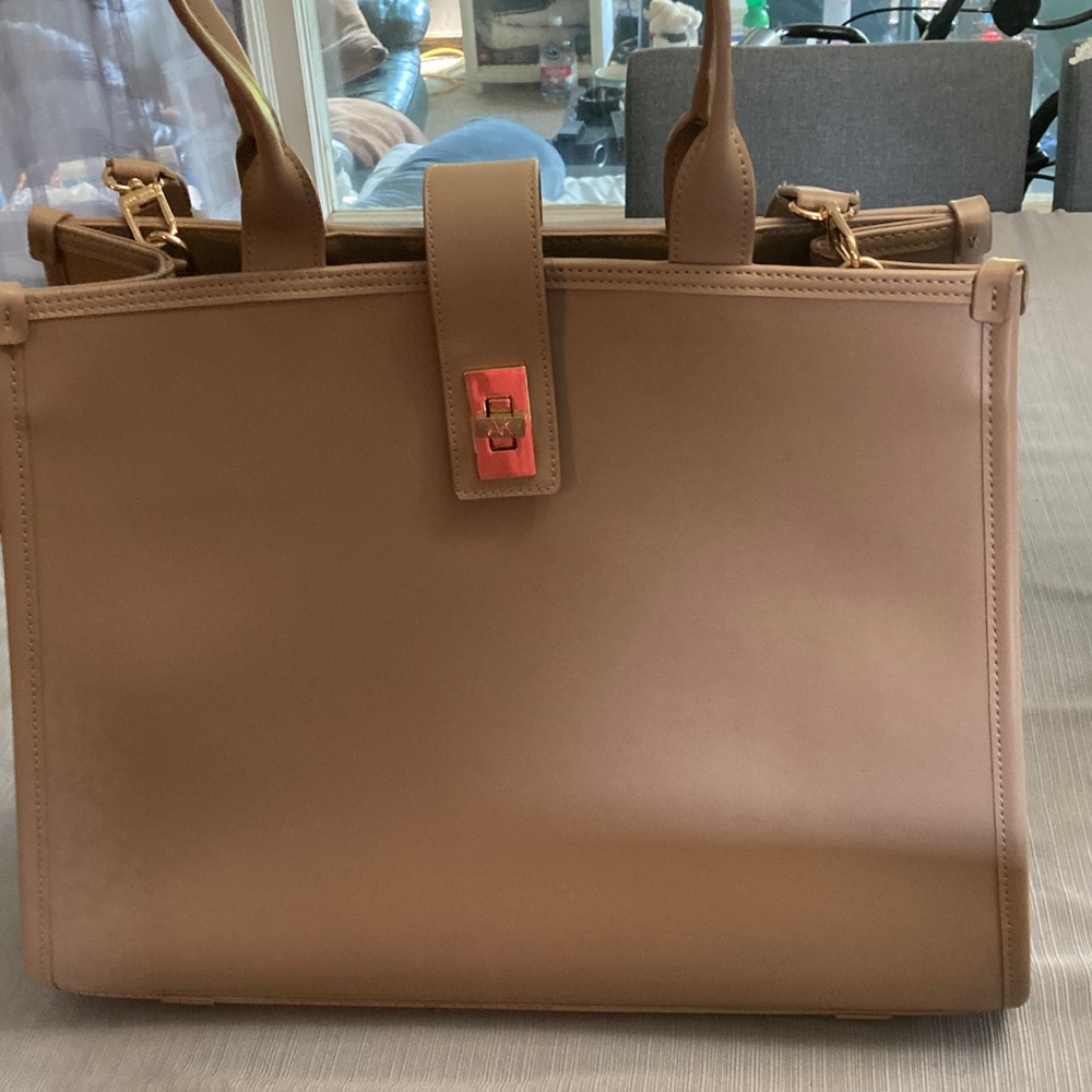 Anne Klein Tapered Tote with enamel turn lock